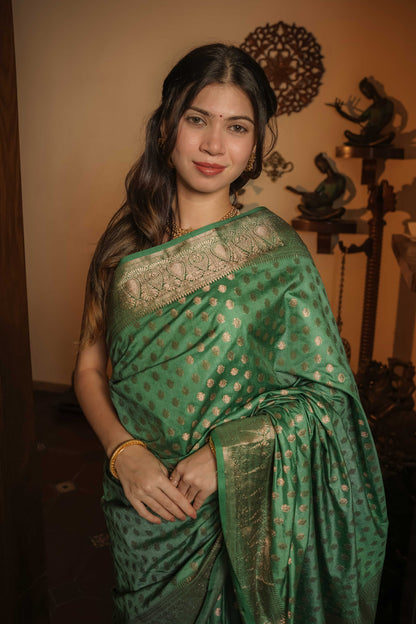 Green Raw Silk Saree