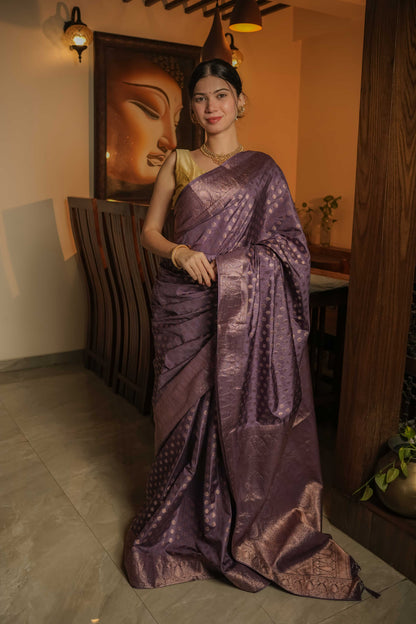 Lilac Raw Silk Saree