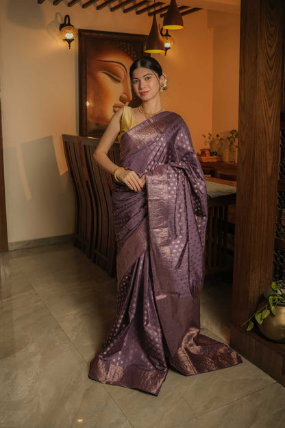 Lilac Raw Silk Saree