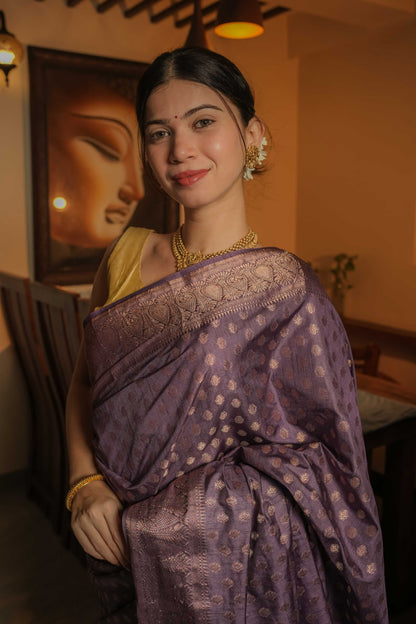Lilac Raw Silk Saree