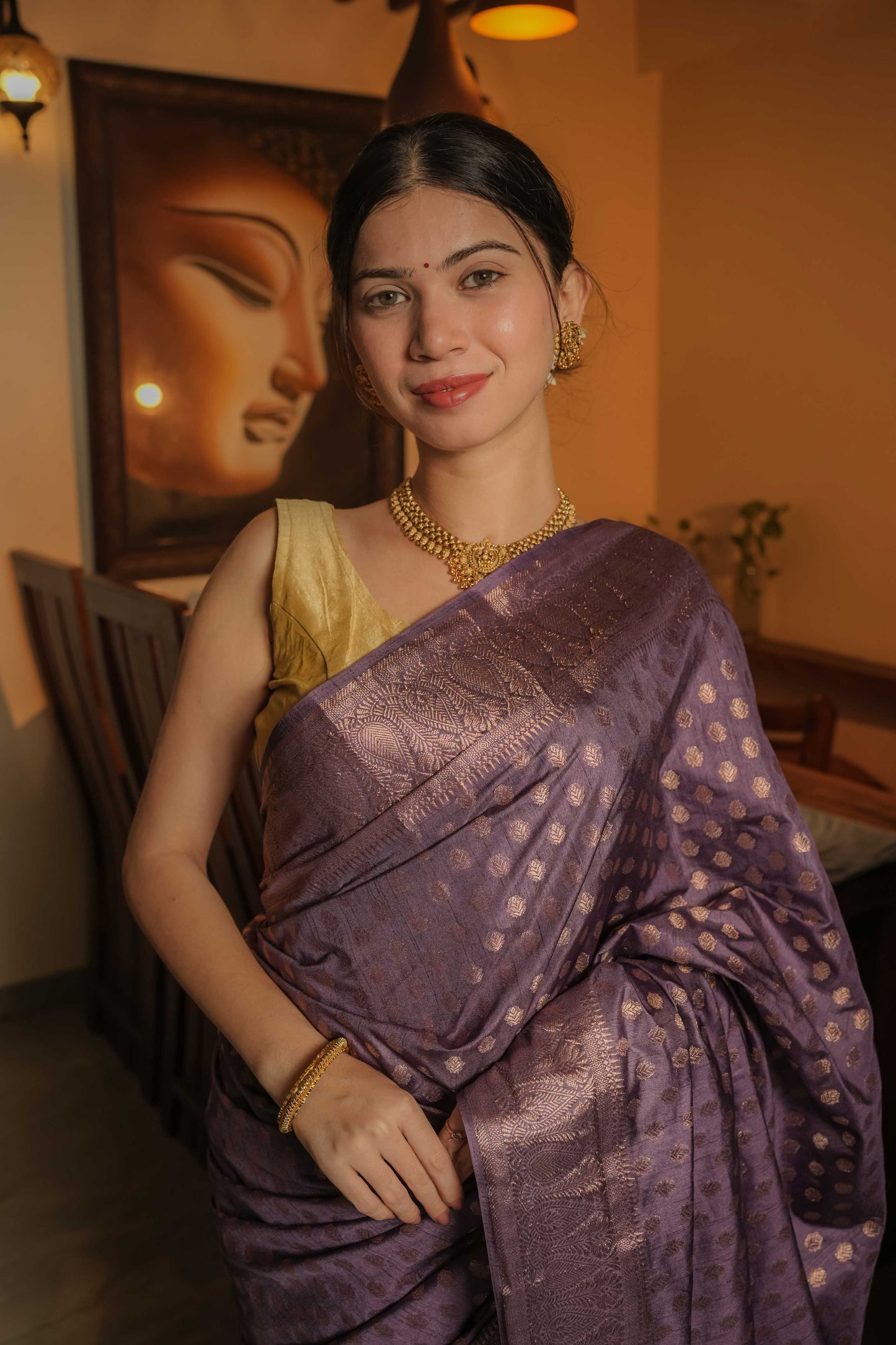 Lilac Raw Silk Saree