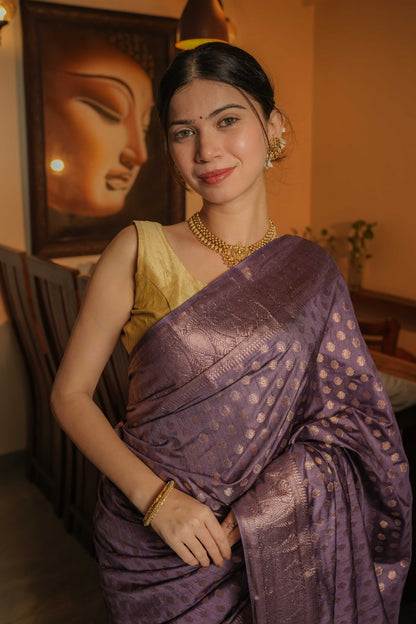 Lilac Raw Silk Saree