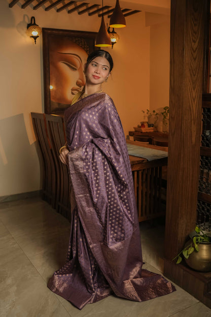 Lilac Raw Silk Saree