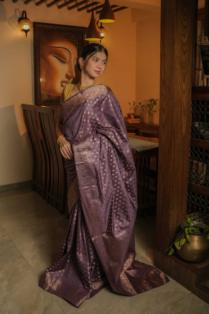 Lilac Raw Silk Saree