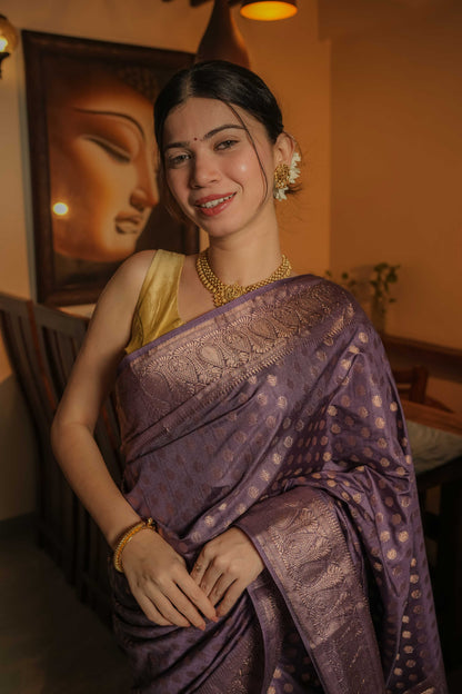Lilac Raw Silk Saree