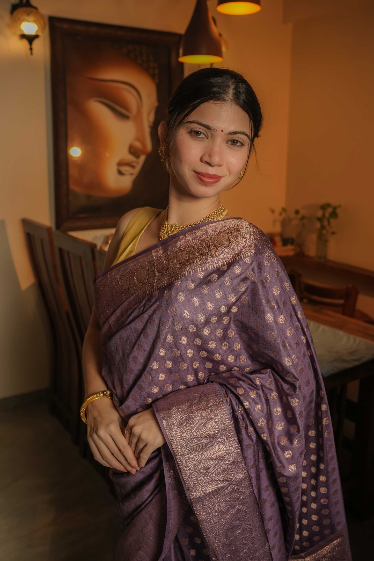 Lilac Raw Silk Saree