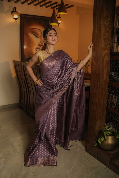 Lilac Raw Silk Saree