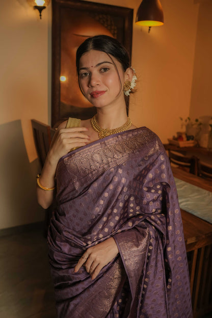 Lilac Raw Silk Saree