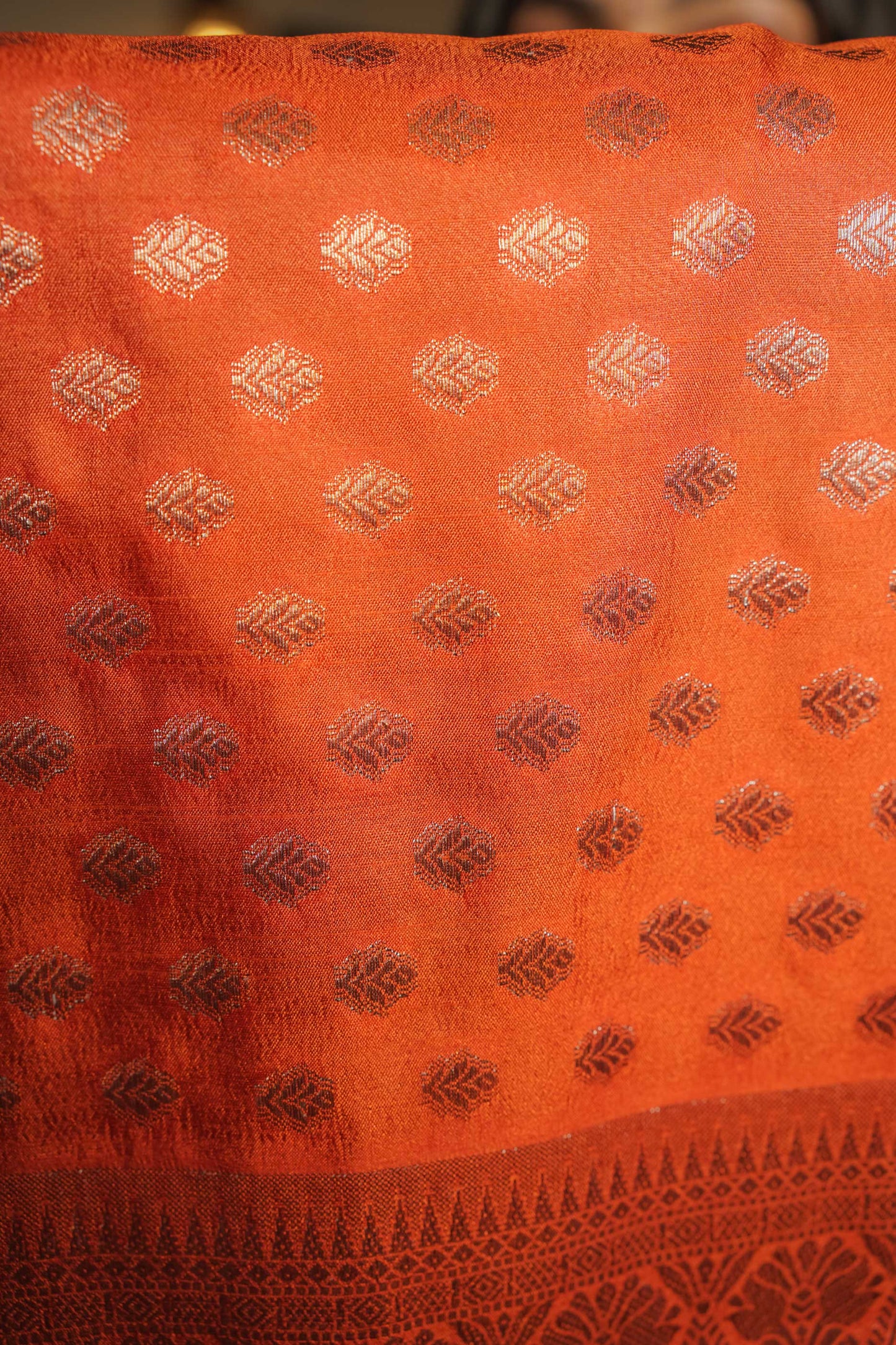 Saffron Raw Silk Saree
