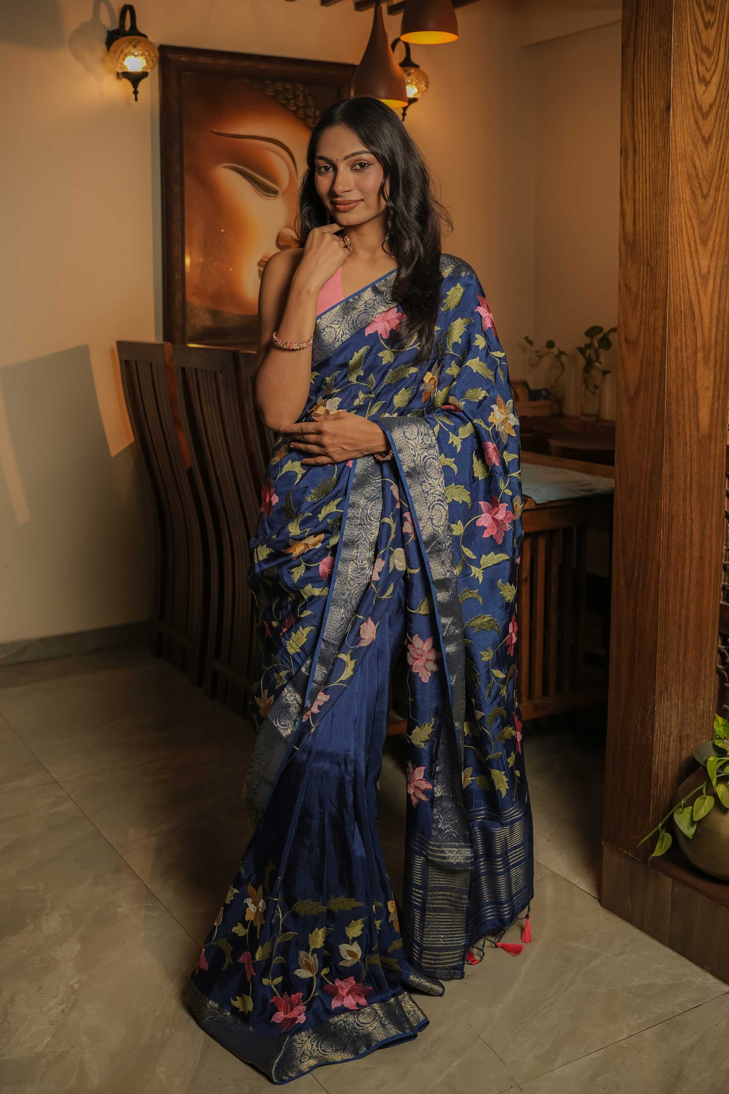 Blue Muga Silk Saree