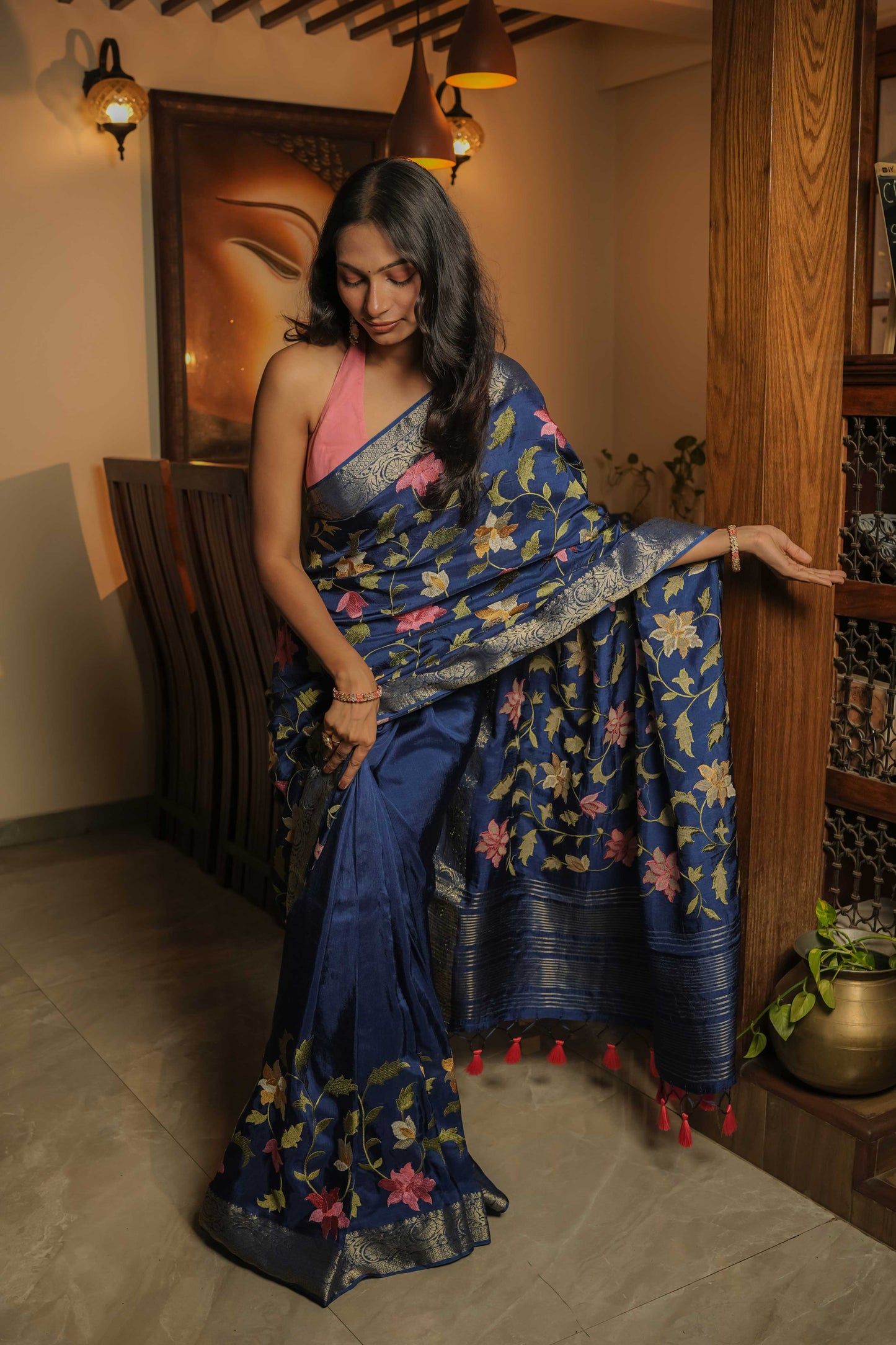 Blue Muga Silk Saree