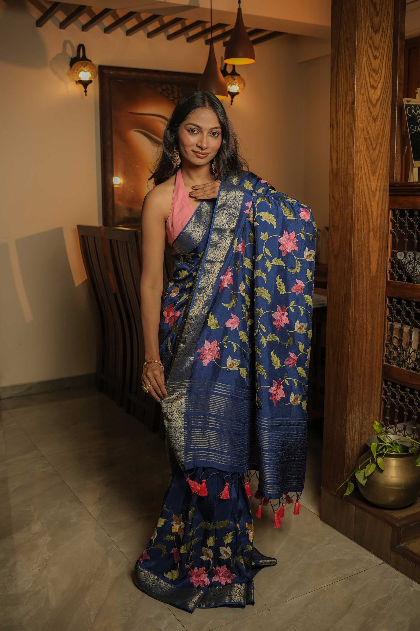 Blue Muga Silk Saree