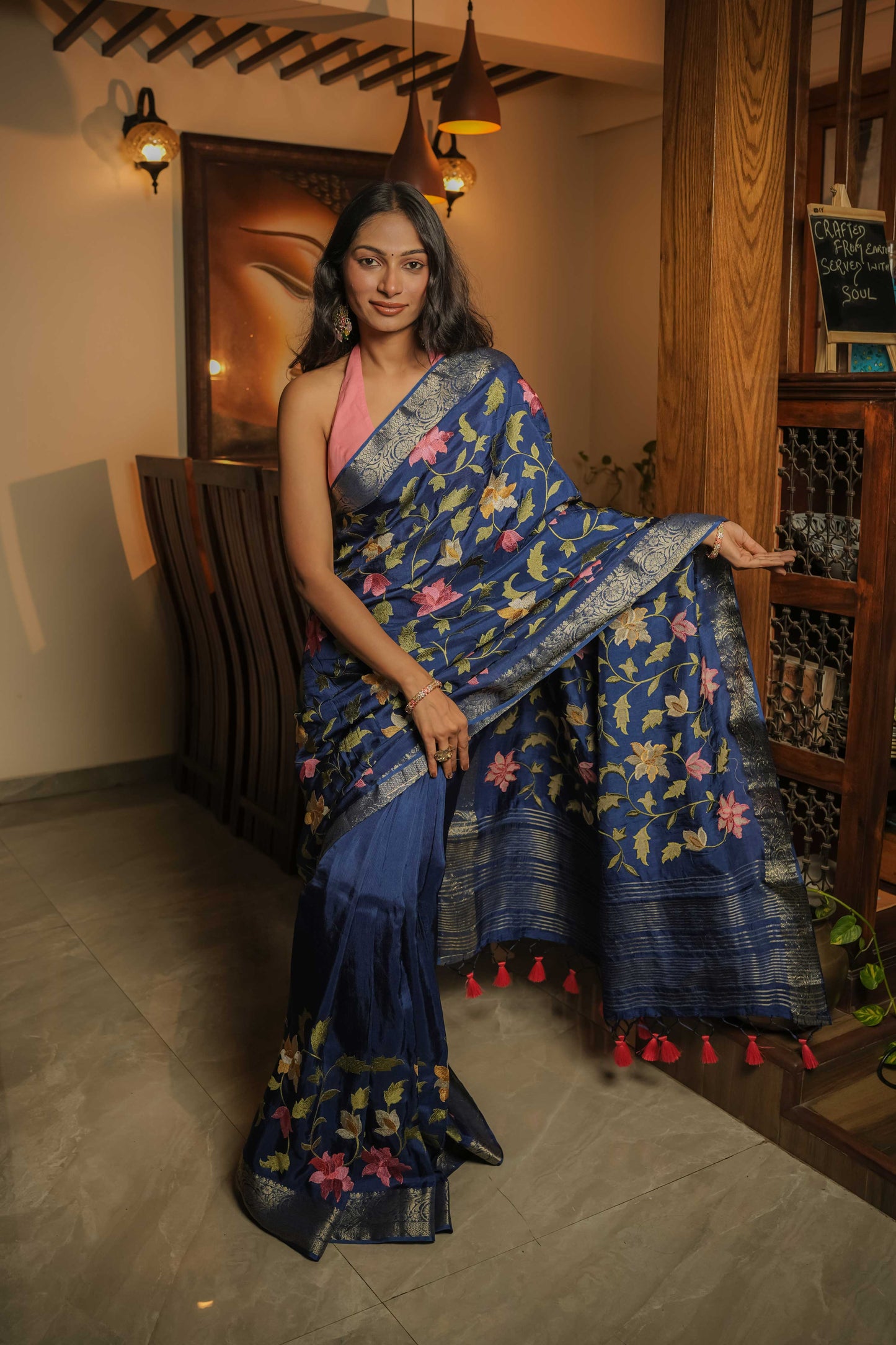 Blue Muga Silk Saree