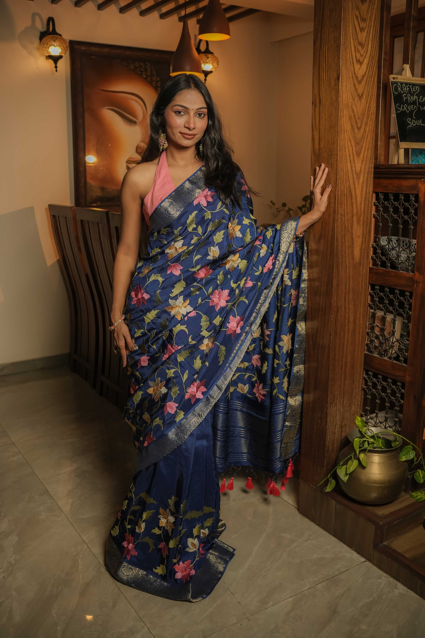 Blue Muga Silk Saree