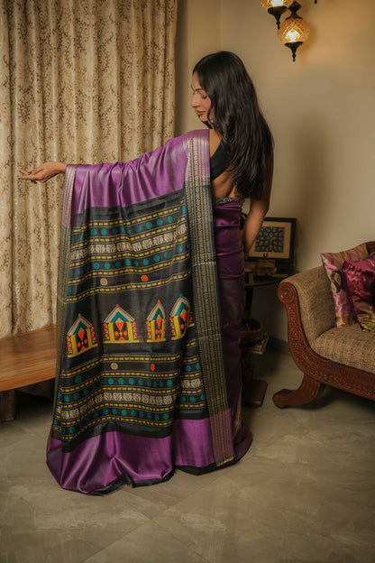 Purple Dolabedi Mulberry Silk Saree