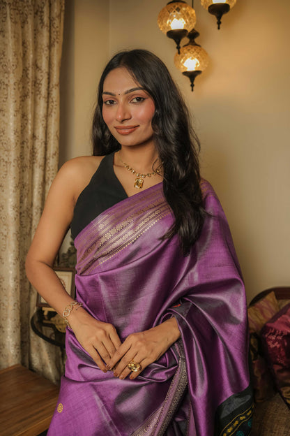 Purple Dolabedi Mulberry Silk Saree