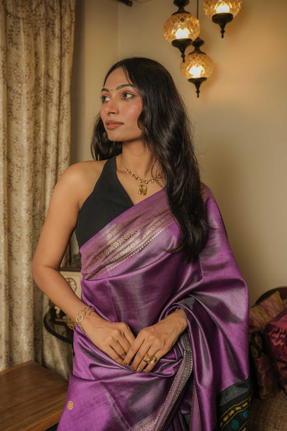 Purple Dolabedi Mulberry Silk Saree