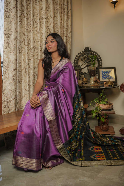 Purple Dolabedi Mulberry Silk Saree