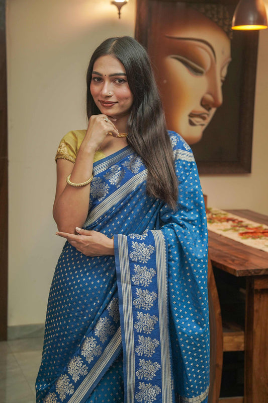 Blue Georgette Saree