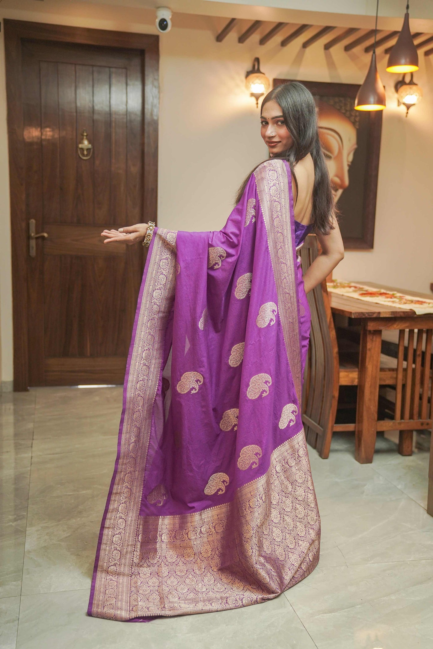 Deep Purple Color Georgette Saree