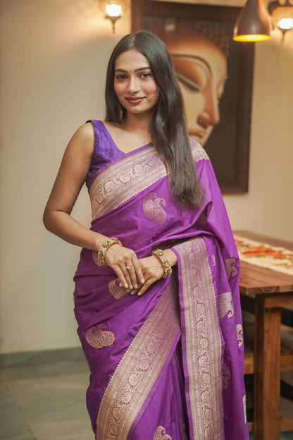 Deep Purple Color Georgette Saree