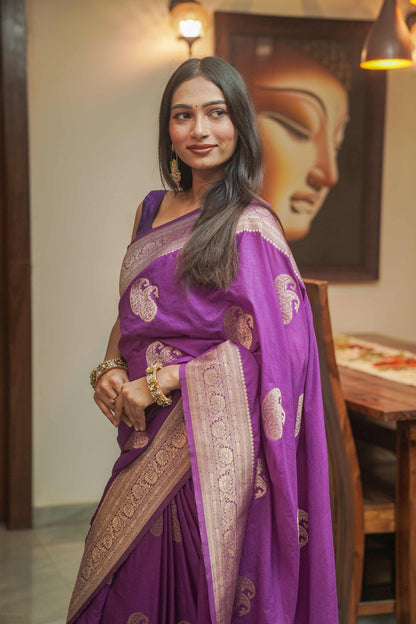 Deep Purple Color Georgette Saree