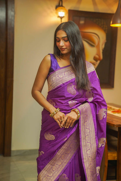 Deep Purple Color Georgette Saree