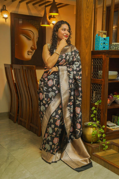 Black Muga Silk Saree