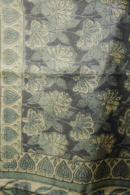 Multicoloured Tussar Handblock Vegetable Dye Saree
