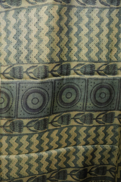 Multicoloured Tussar Handblock Vegetable Dye Saree