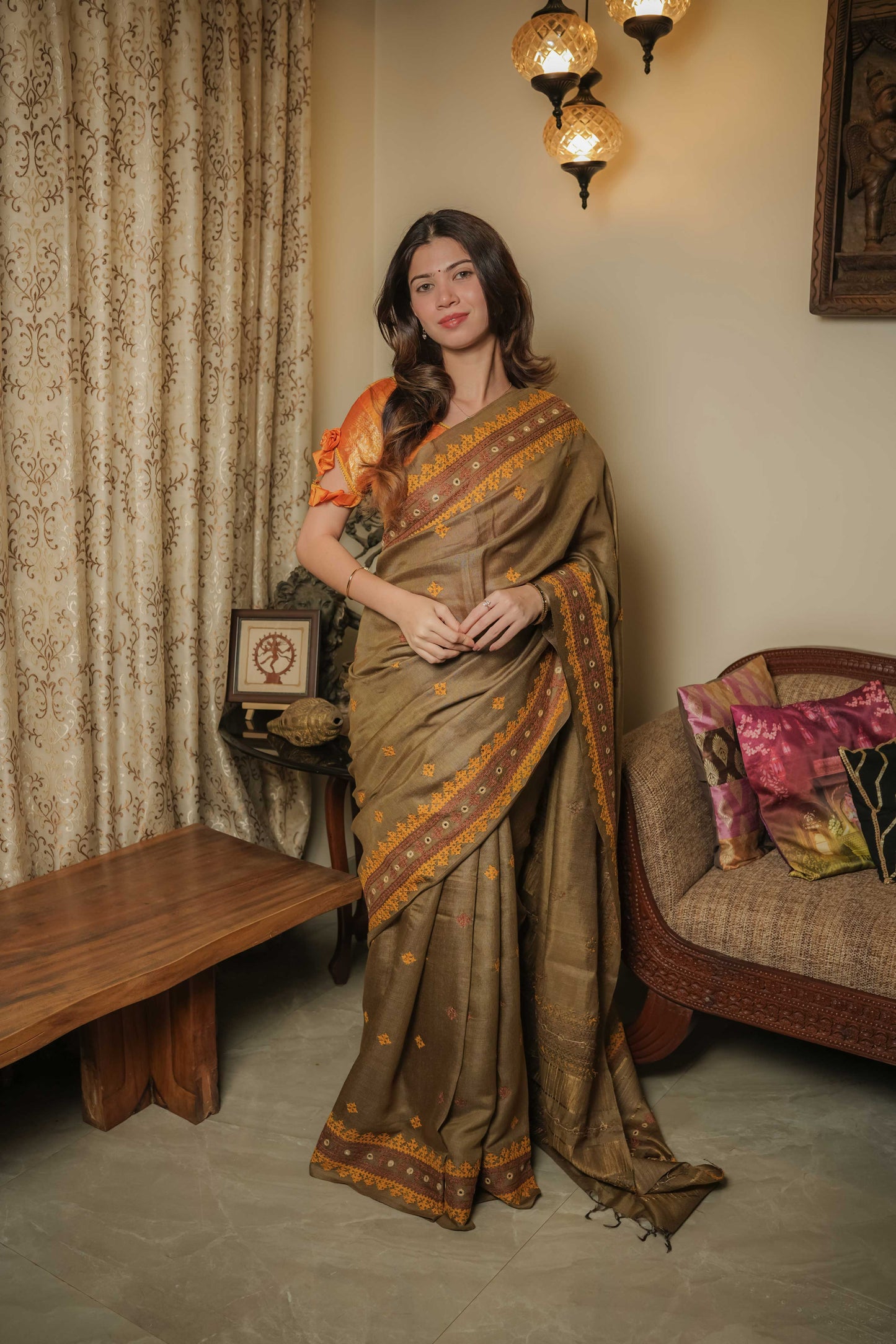 Green Noil Soft Silk Saree