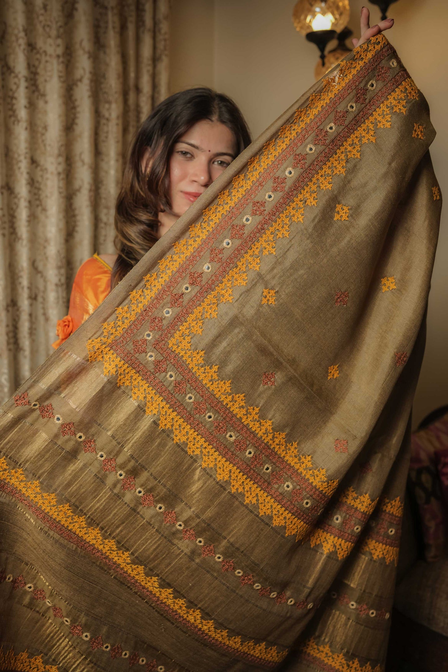 Green Noil Soft Silk Saree