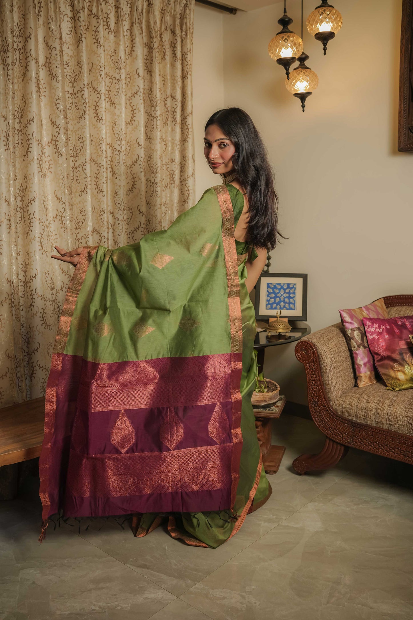 Green Chanderi Cotton Saree