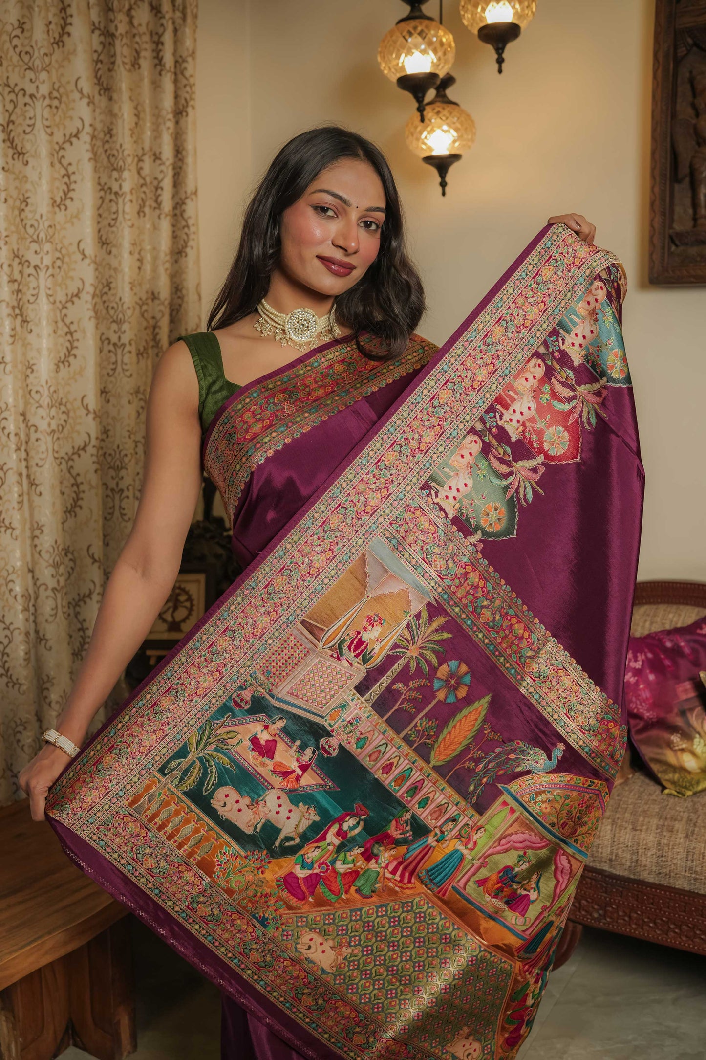 Maroon Mulberry Silk Saree