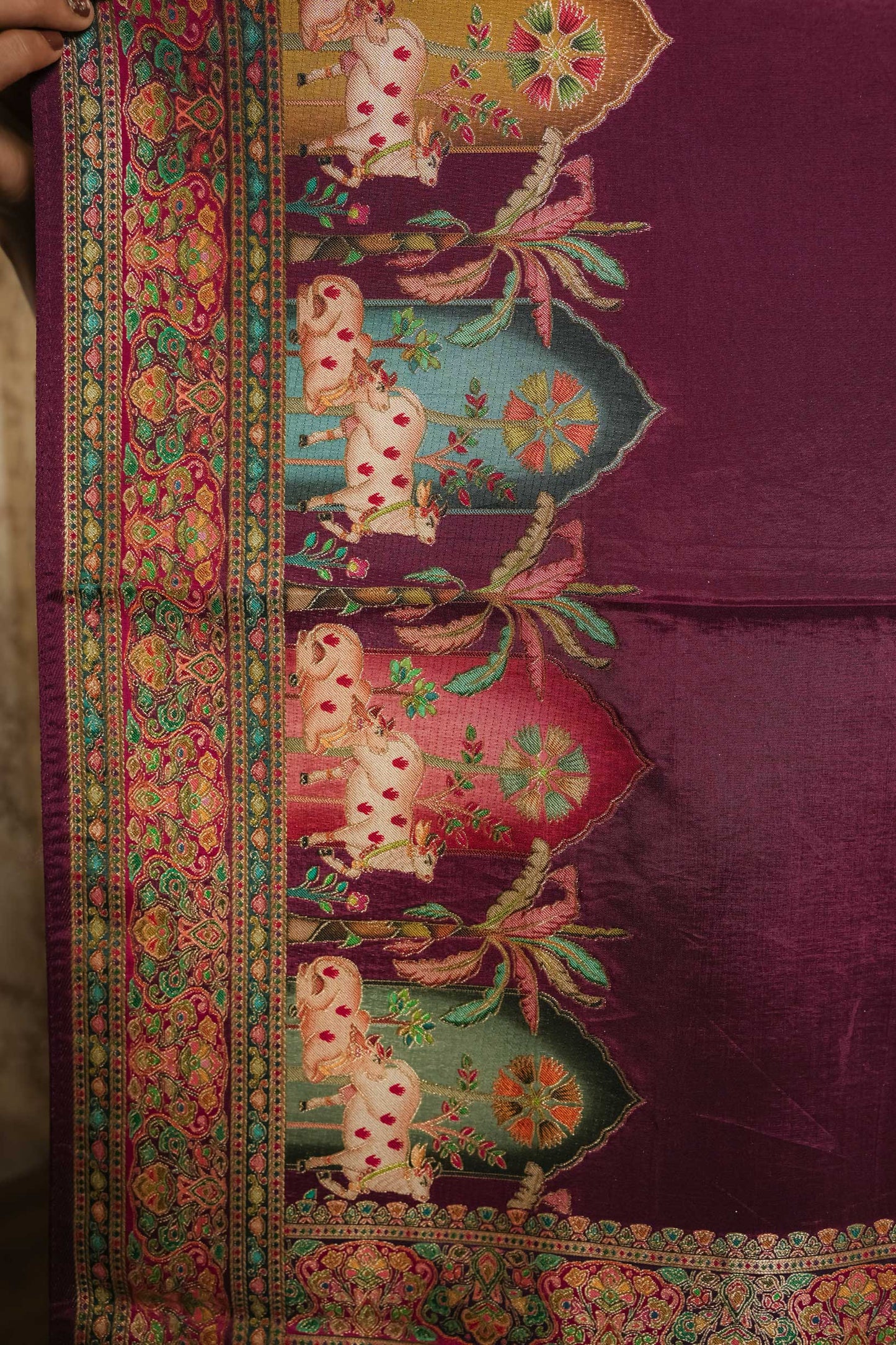 Maroon Mulberry Silk Saree