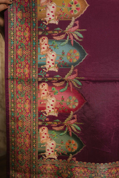Maroon Mulberry Silk Saree