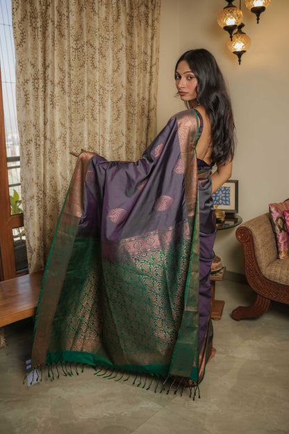 Wine Soft Silk Saree
