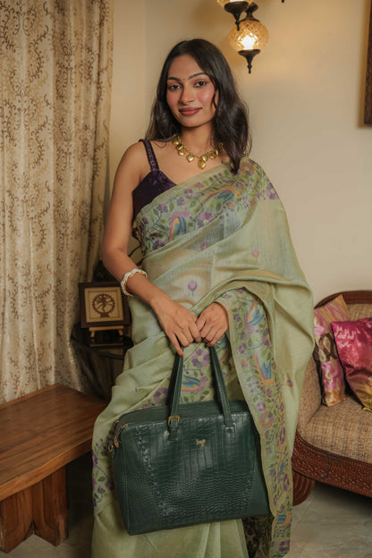 Green Resham Cotton Saree