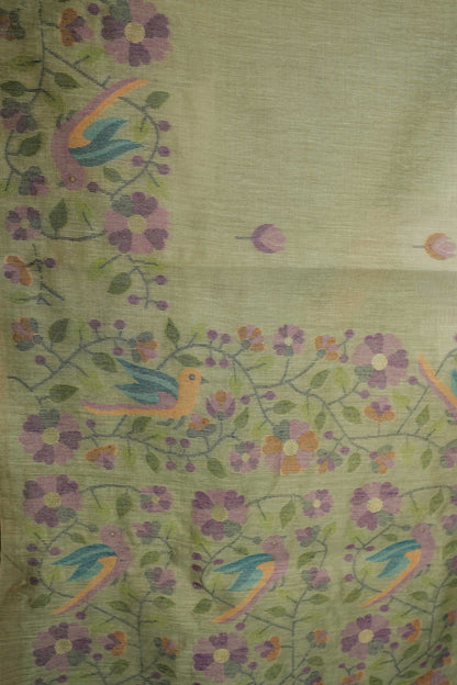 Green Resham Cotton Saree