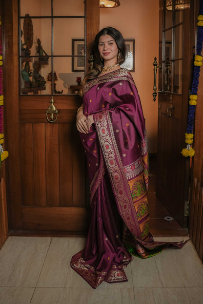 Purple Baluchari Silk Saree