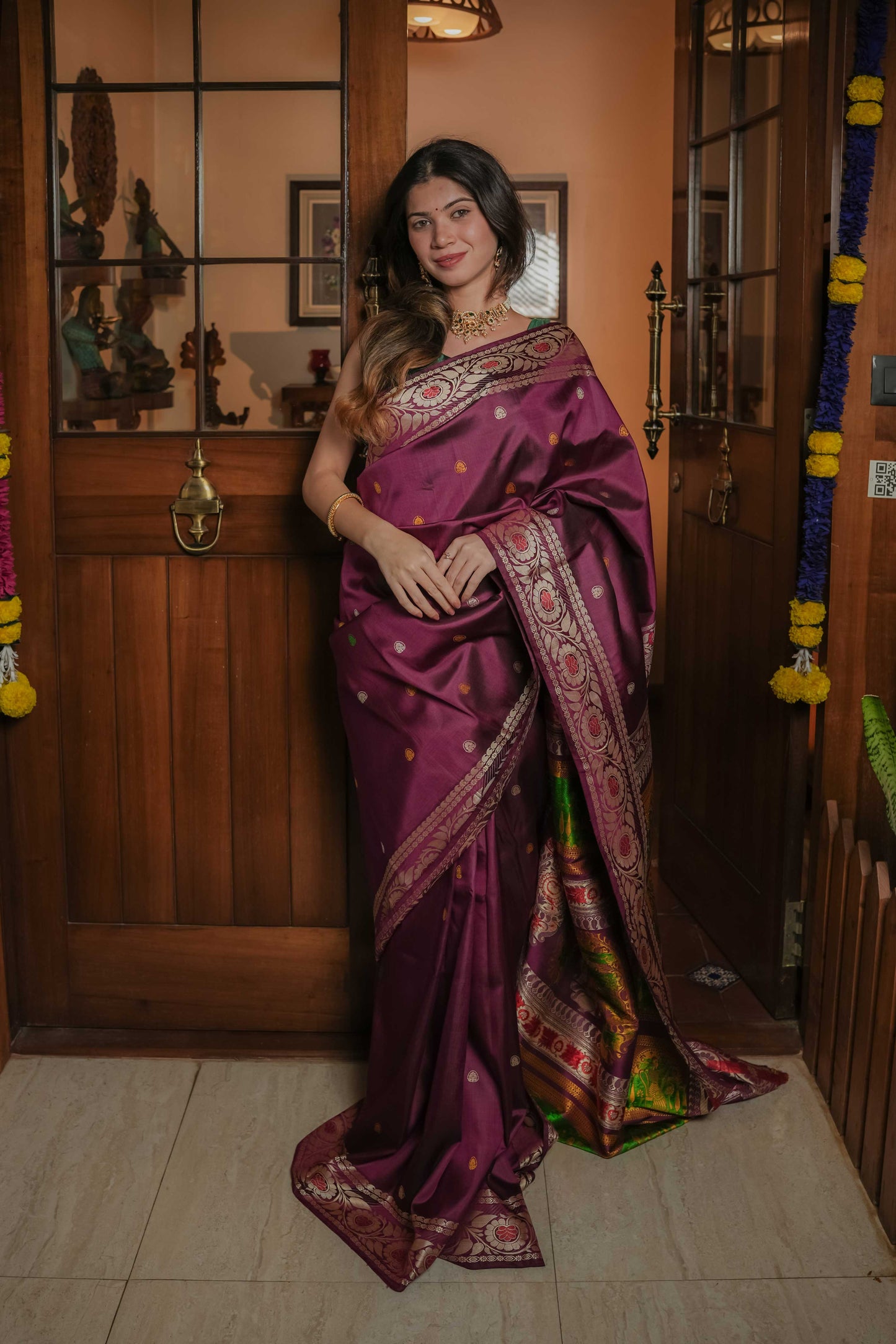 Purple Baluchari Silk Saree