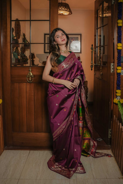Purple Baluchari Silk Saree
