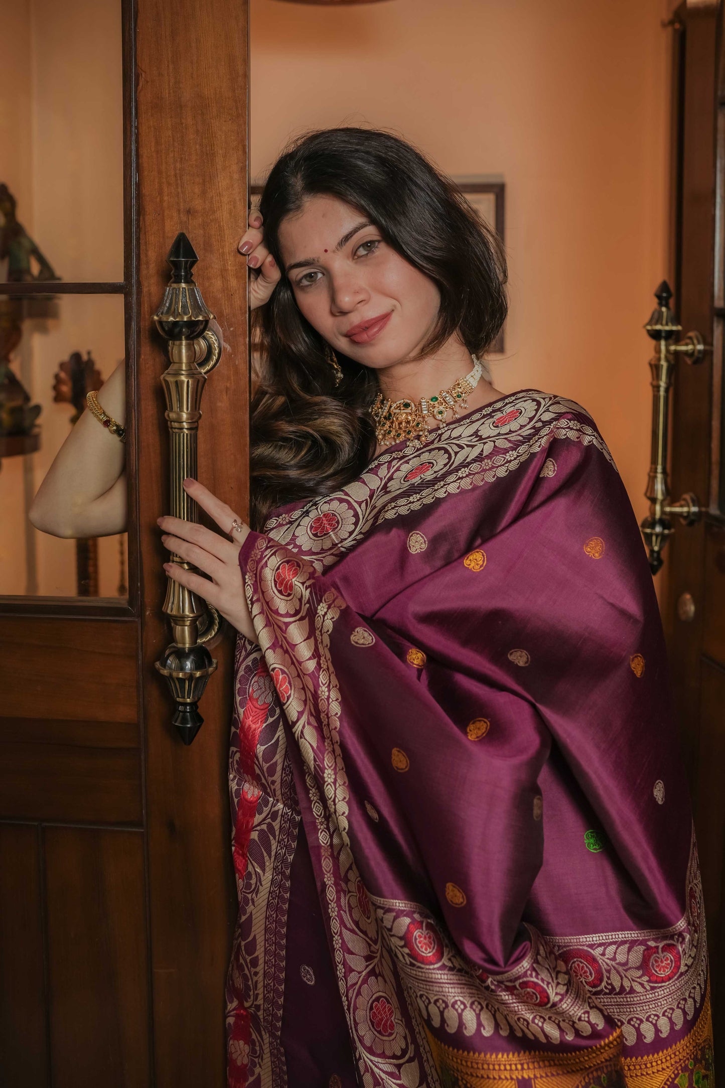 Purple Baluchari Silk Saree
