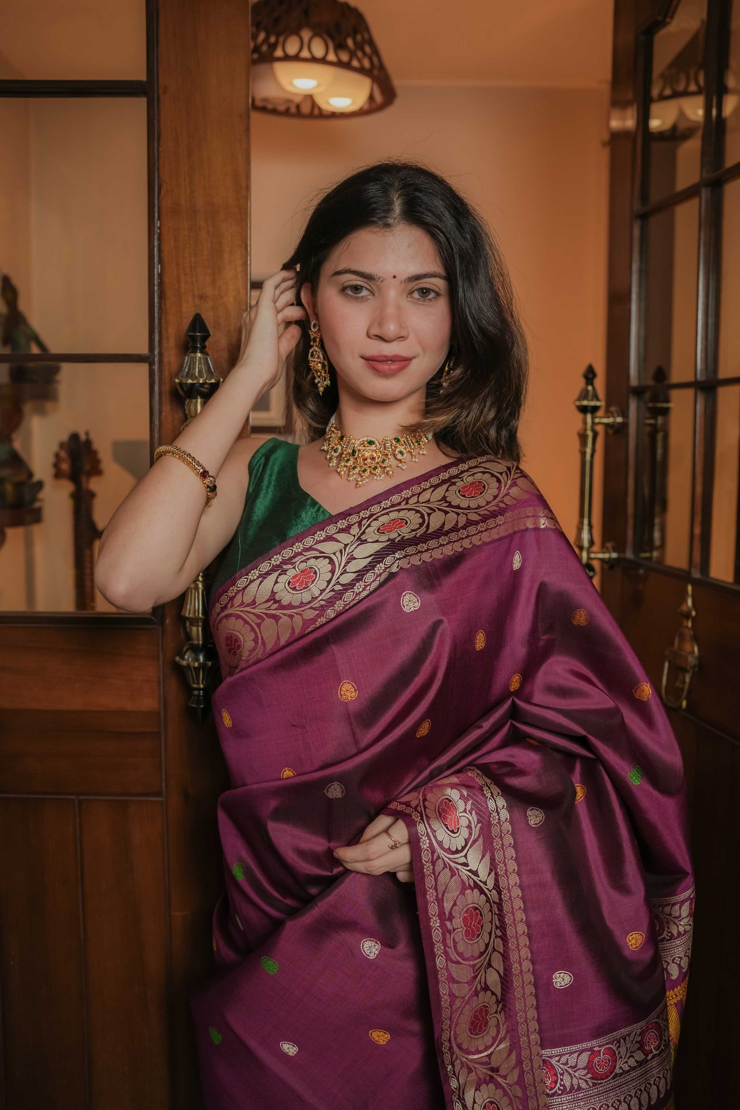Purple Baluchari Silk Saree