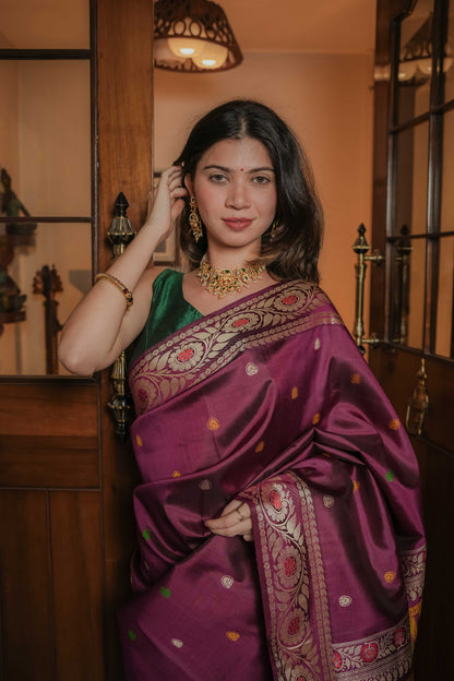 Purple Baluchari Silk Saree