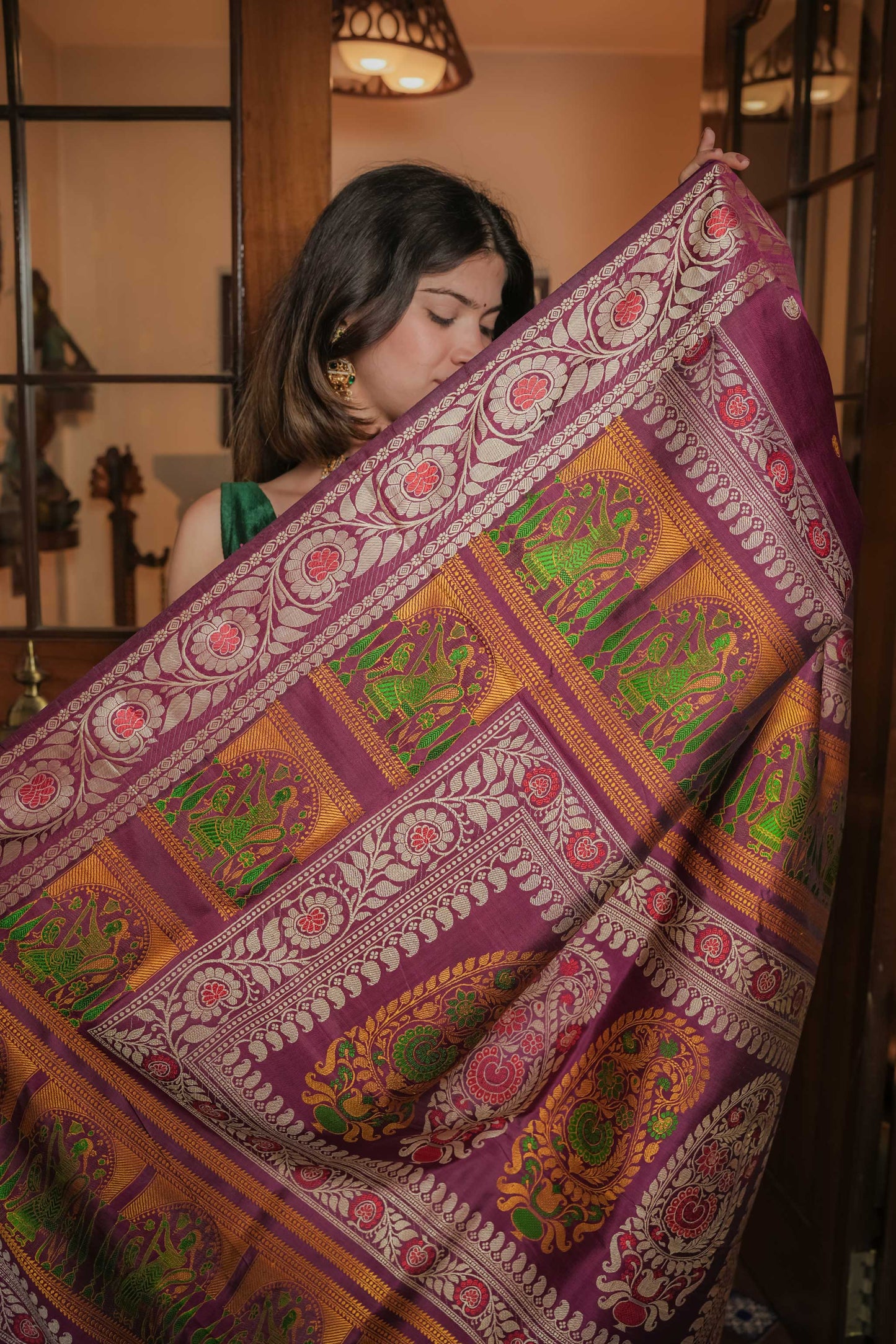 Purple Baluchari Silk Saree