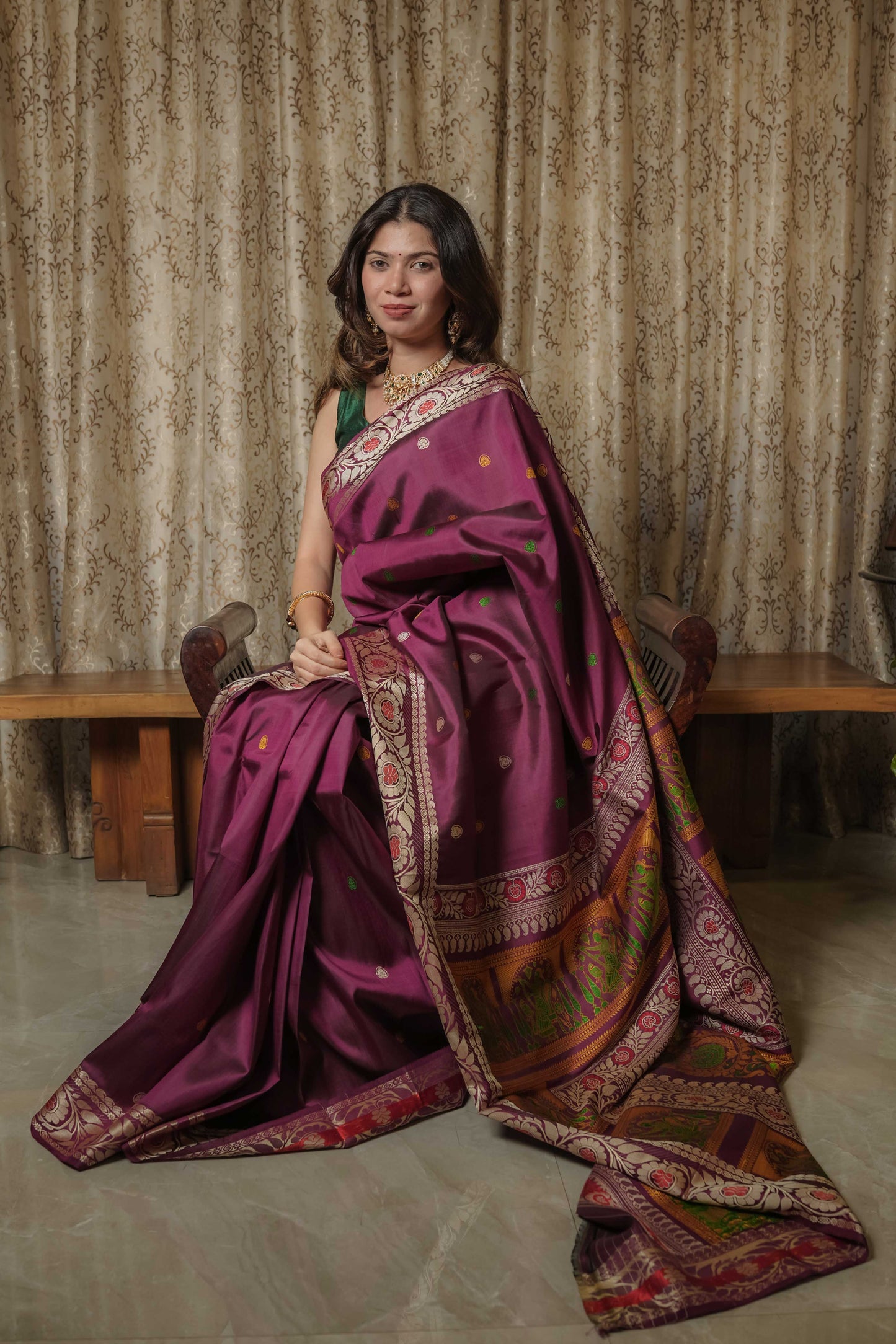 Purple Baluchari Silk Saree