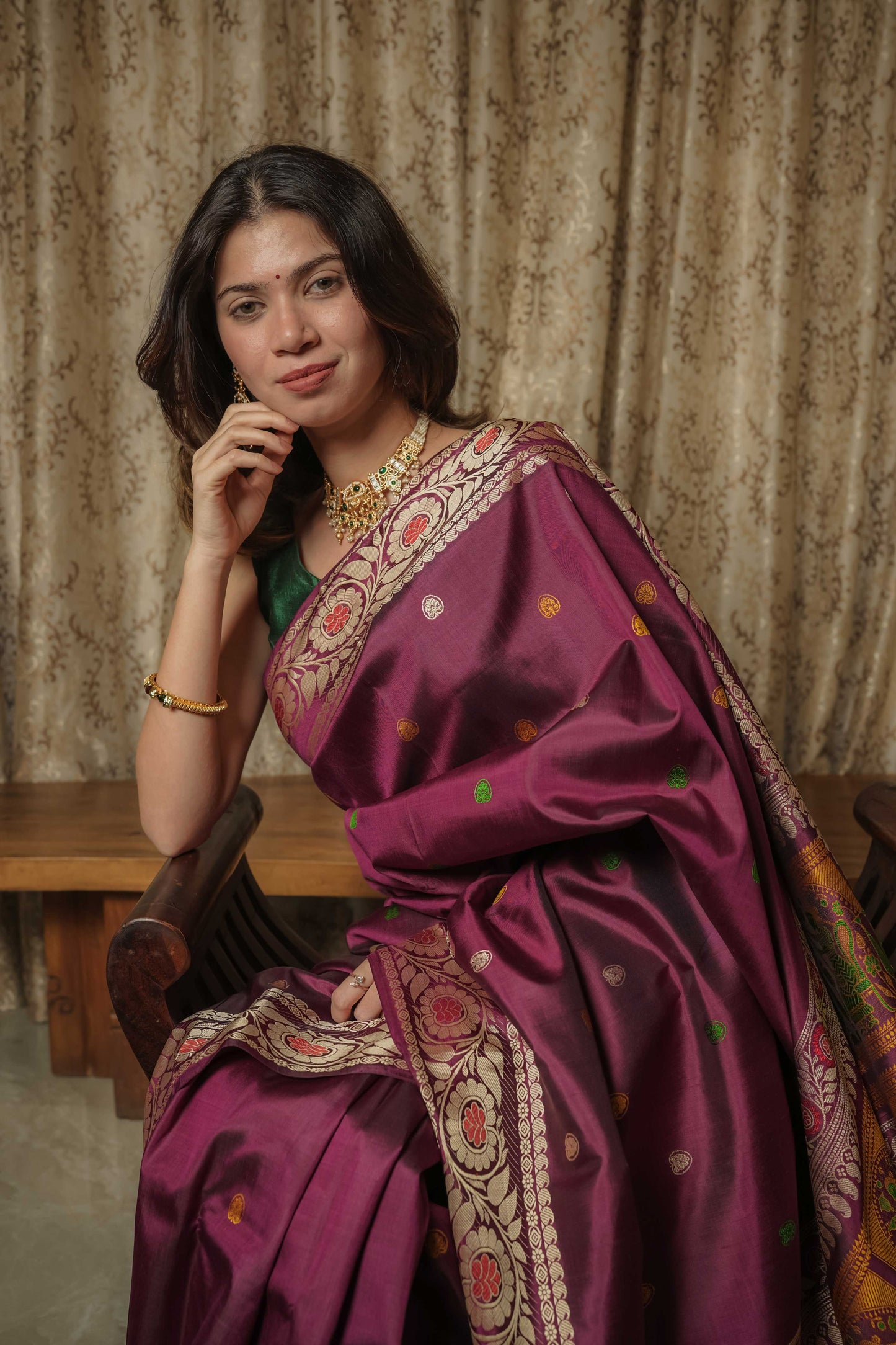 Purple Baluchari Silk Saree