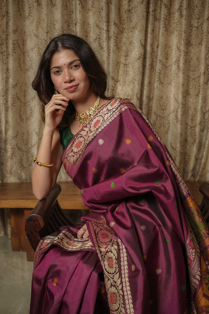 Purple Baluchari Silk Saree