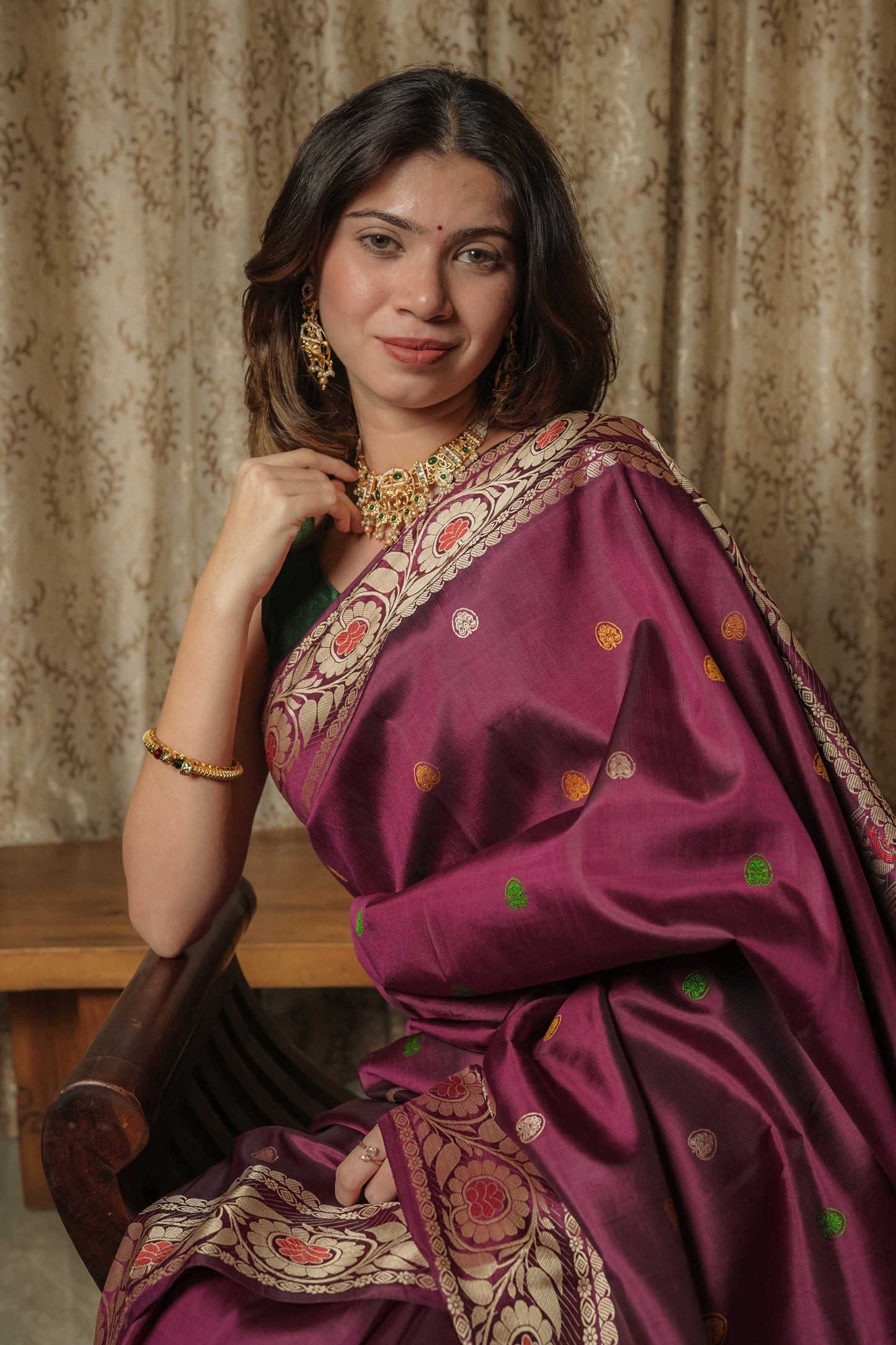 Purple Baluchari Silk Saree